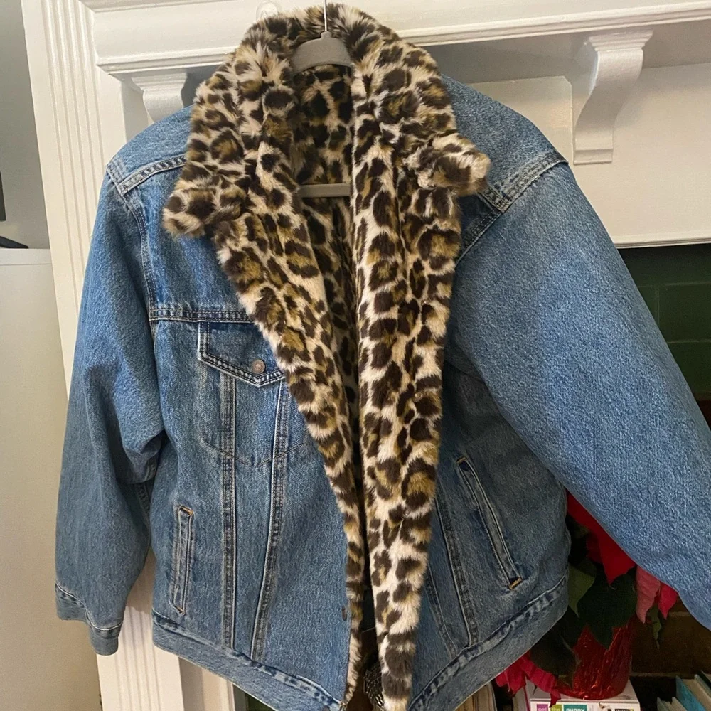Levi's | Jackets & Coats | Reversible Leopard Print Levis Denim